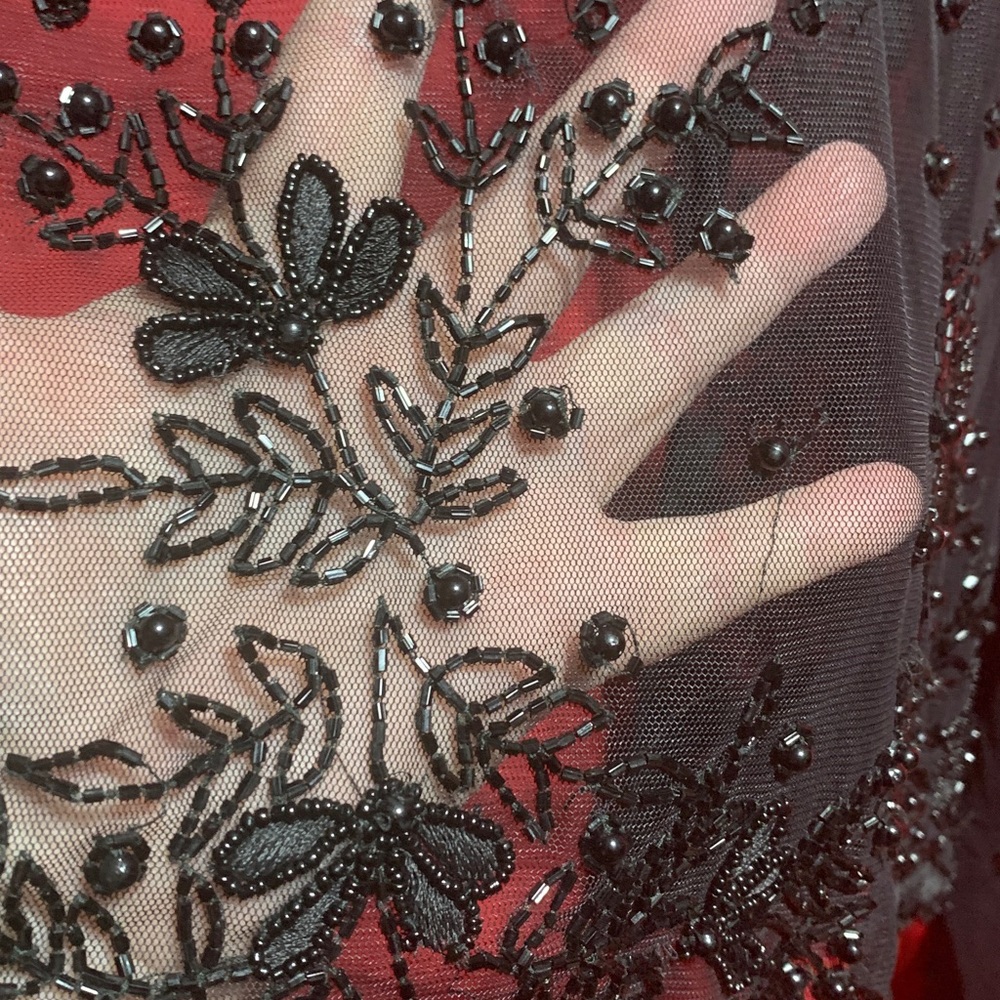 #057 Laurence Kazar Black Beaded Jacket xxl, some beads are starting come off - Picture 5 of 5